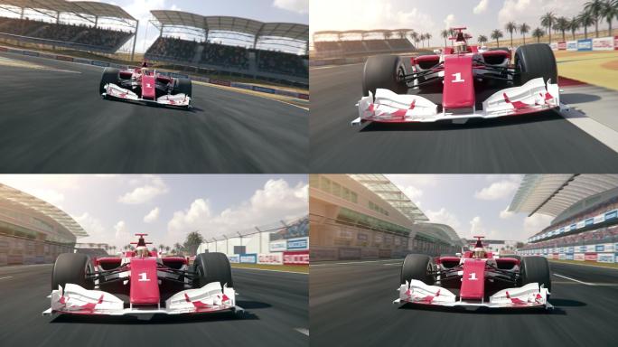赛车横穿终点线刺激激烈极限运动F1方程式