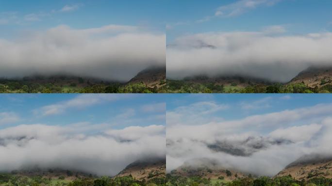 清晨山腰上薄雾消散的时间间隔