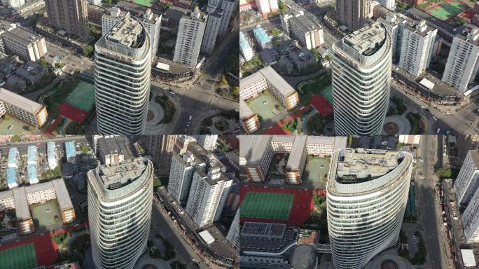 4K原素材- 航拍上海世茂大厦