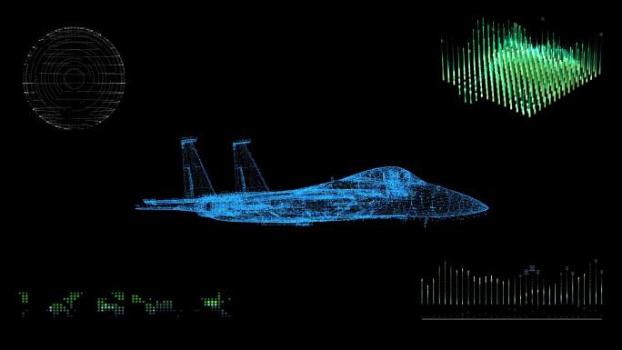 一架战斗机的动画3d蓝图模型