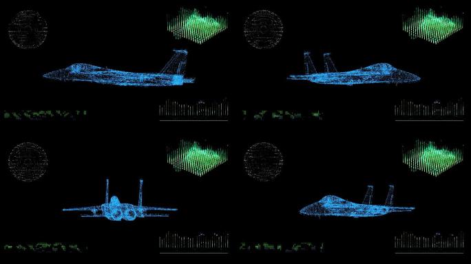 一架战斗机的动画3d蓝图模型