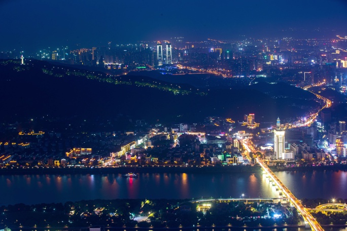 长沙河西夜景延时