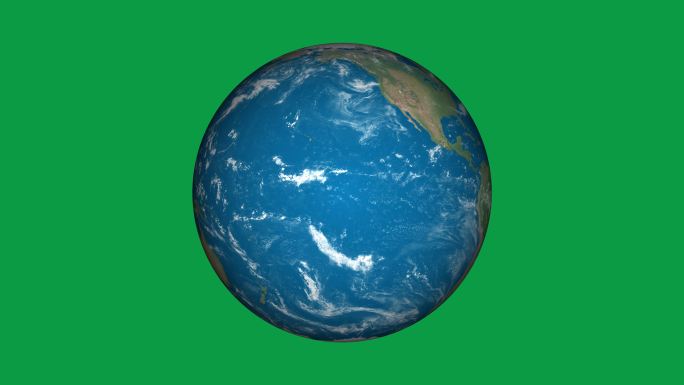 地球在绿色屏幕动画中旋转