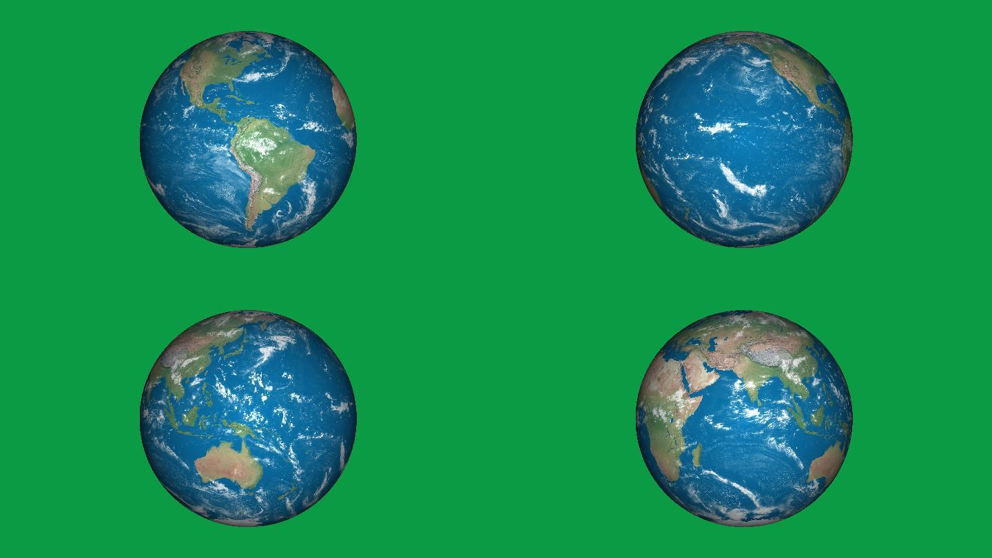 地球在绿色屏幕动画中旋转