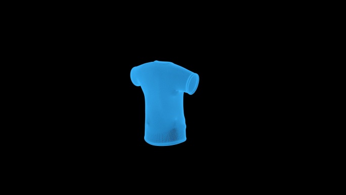 蓝色线框全息科技短袖上衣男动画素材带通道