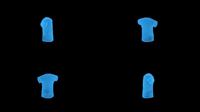 蓝色线框全息科技短袖上衣男动画素材带通道