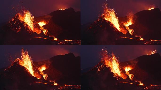 火山喷发熔岩火光煤矿炽热