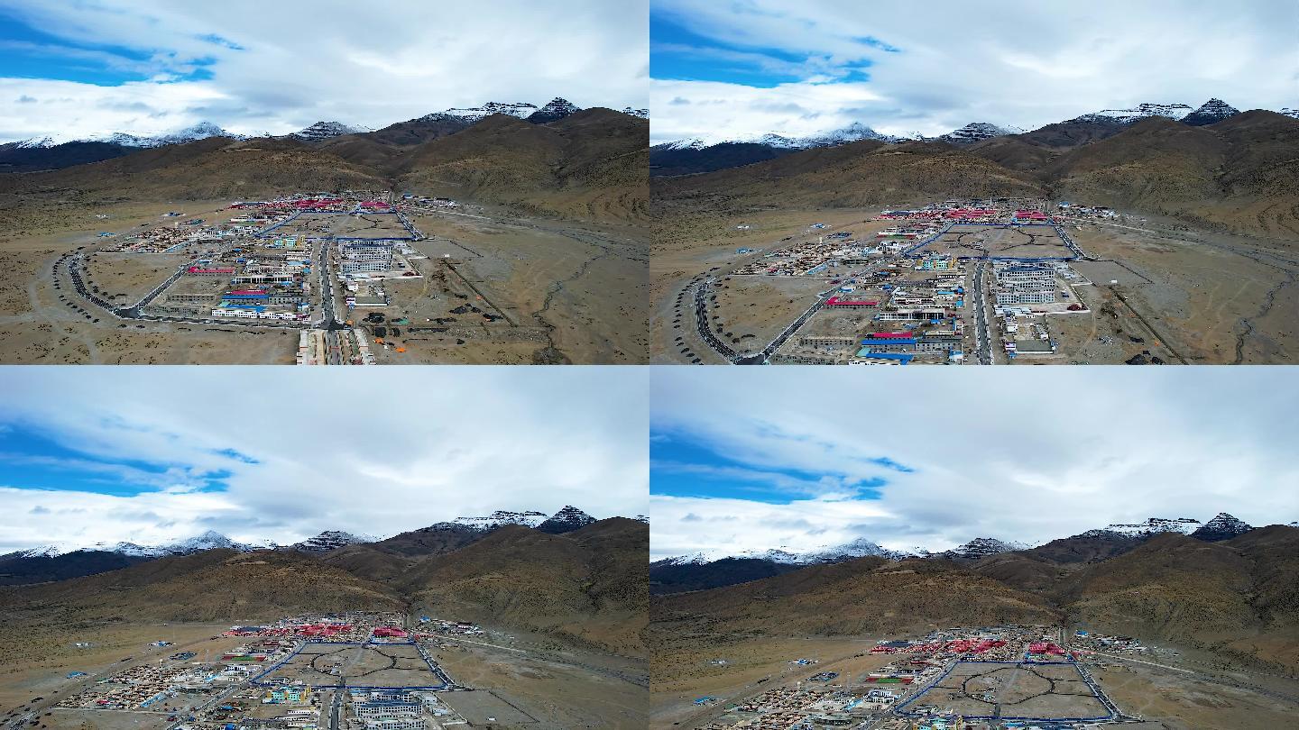 航拍西藏阿里冈仁波齐神山圣湖雪山下塔钦镇