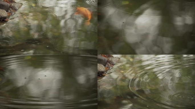 雨滴落入水中慢镜头