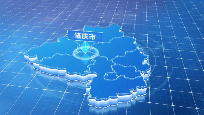 广东肇庆市蓝色科技感定位地图