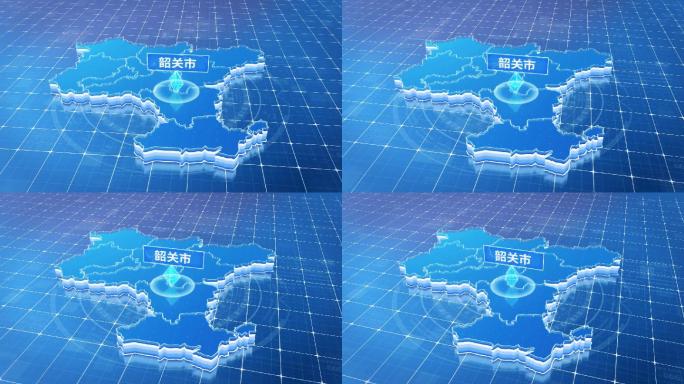 广东韶关市蓝色科技感定位地图