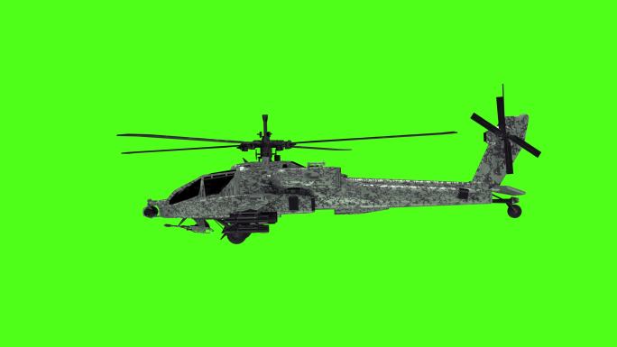 军用直升机飞行动画