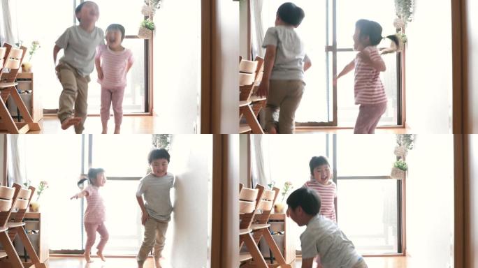 兄弟姐妹在家跳舞居家玩耍亲情陪伴