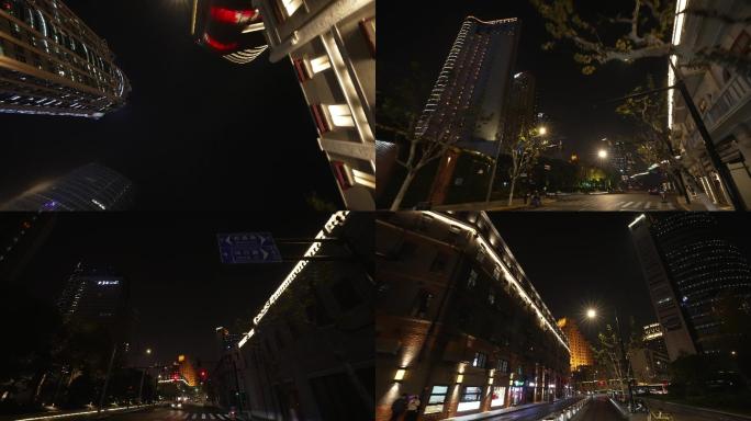 繁华上海夜景街景上海大厦附近车拍