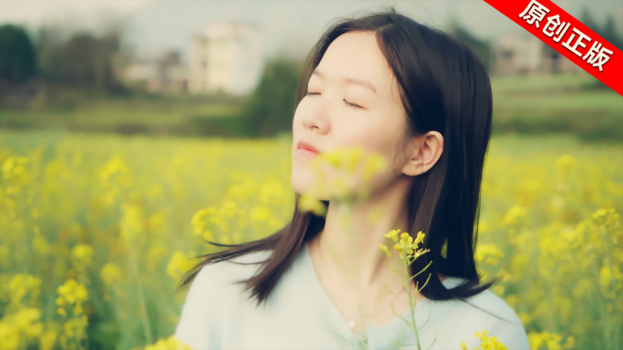 唯美油菜花女孩