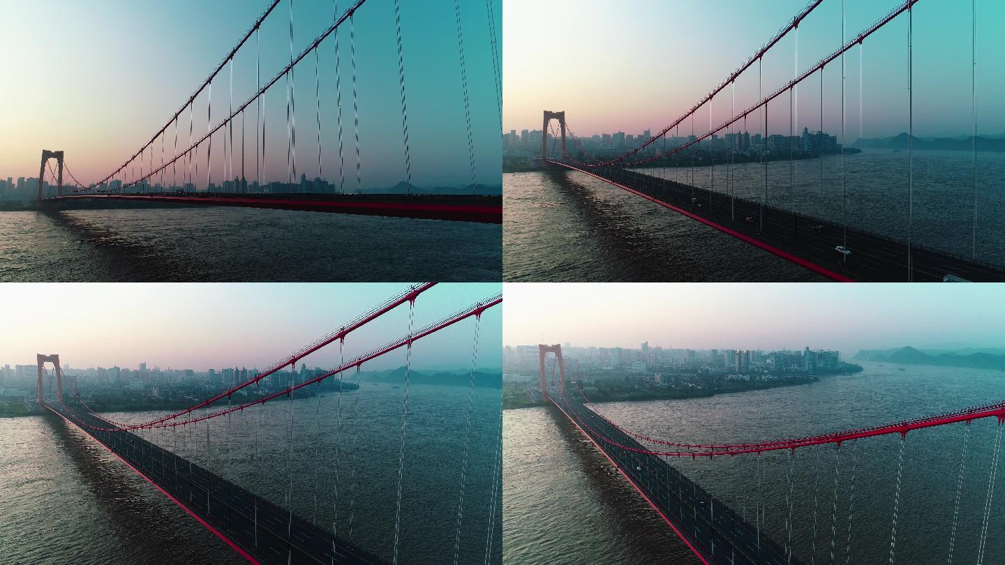 清晨 长江上的大桥（4K）