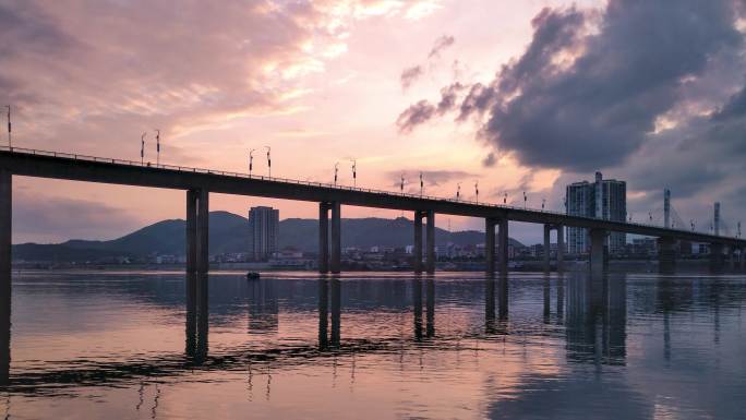 湖南衡山县城湘江大桥4k延时摄影