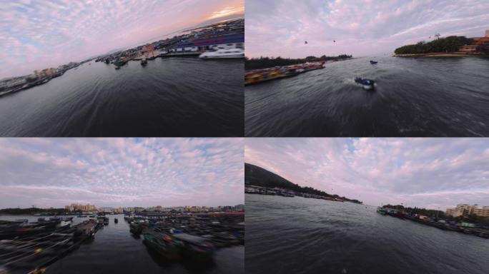 4k陵水黎族自治区新村码头疍家渔拍穿越机