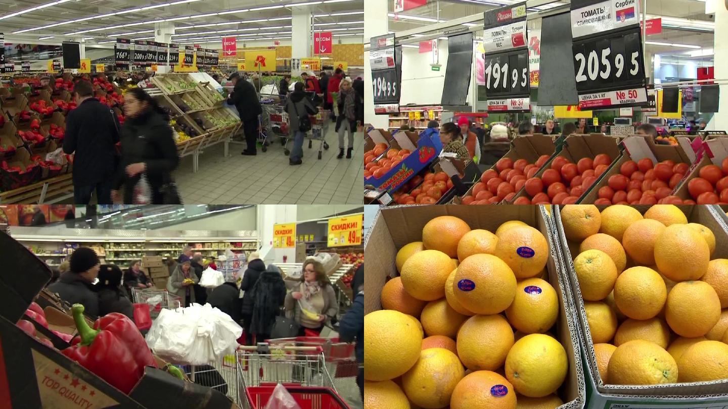 莫斯科市民采购蔬菜水果