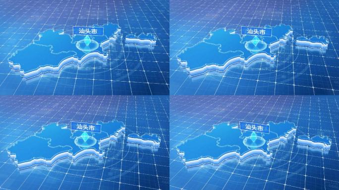 广东汕头市蓝色科技感定位地图