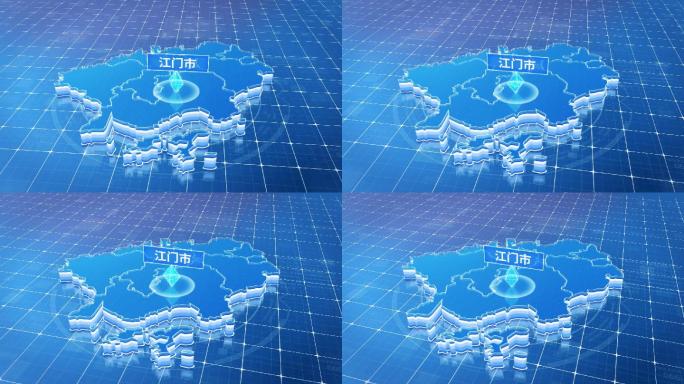 广东江门市蓝色科技感定位地图