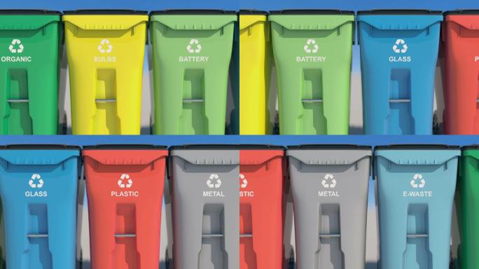 垃圾桶垃圾分类玻璃塑料金属电子电池