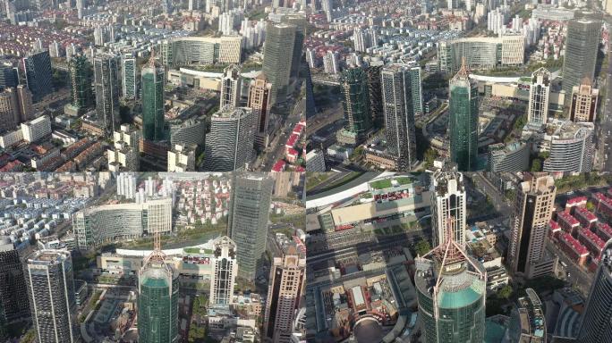 4K原素材-航拍上海东方路、潍坊路商圈