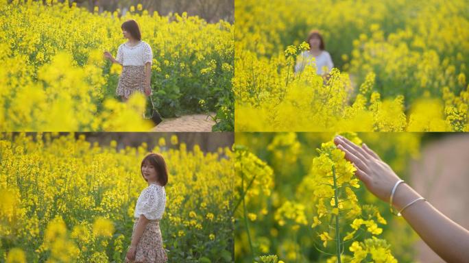 唯美油菜花写意女孩