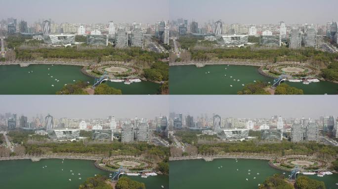 4K原素材-航拍上海世纪公园、镜天湖