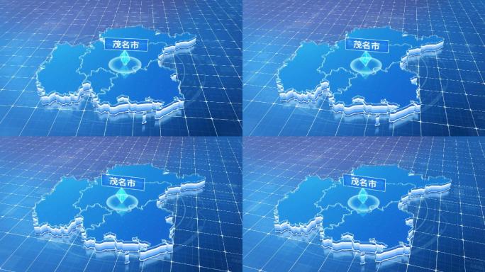 广东茂名市蓝色科技感定位地图