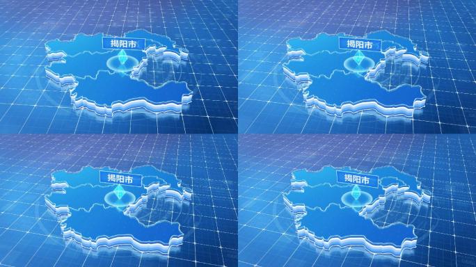 广东揭阳市蓝色科技感定位地图