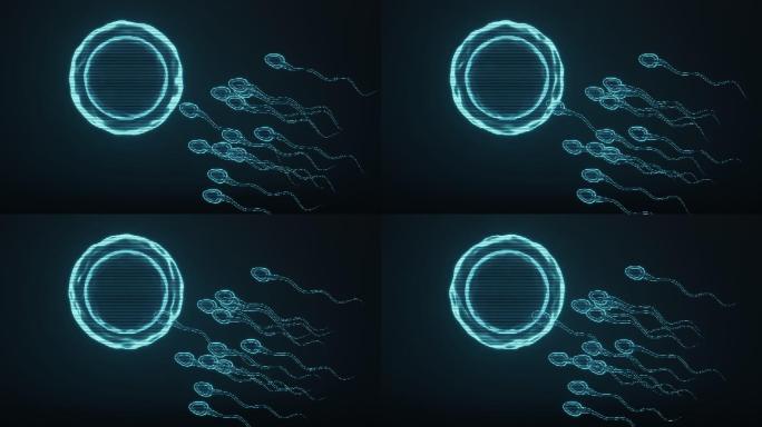 全息影像精子与卵细胞3D渲染