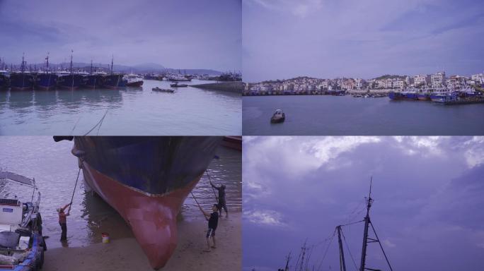 渔船 渔村 港口 刷船 天空 浯屿岛