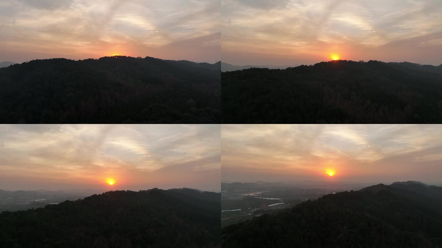 翻过高山看到太阳夕阳日落朝阳日出航拍