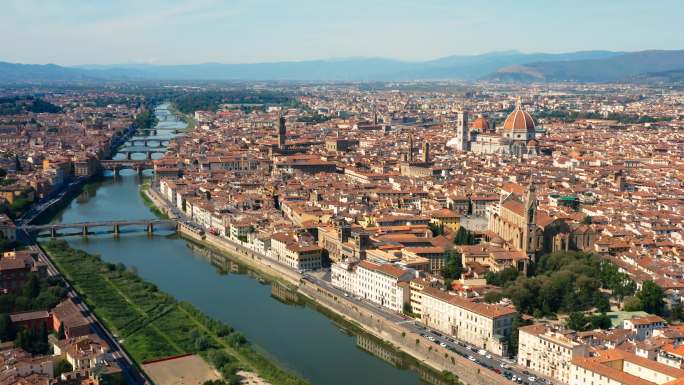 佛罗伦萨城市景观欧洲风光国外县城外国小镇