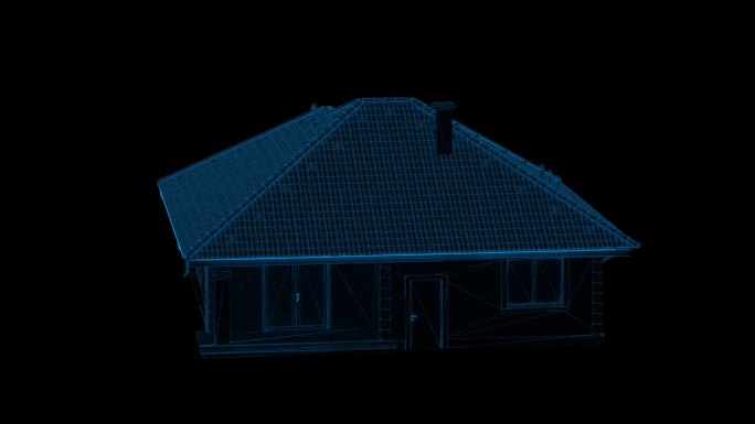 蓝色科技线框小房子