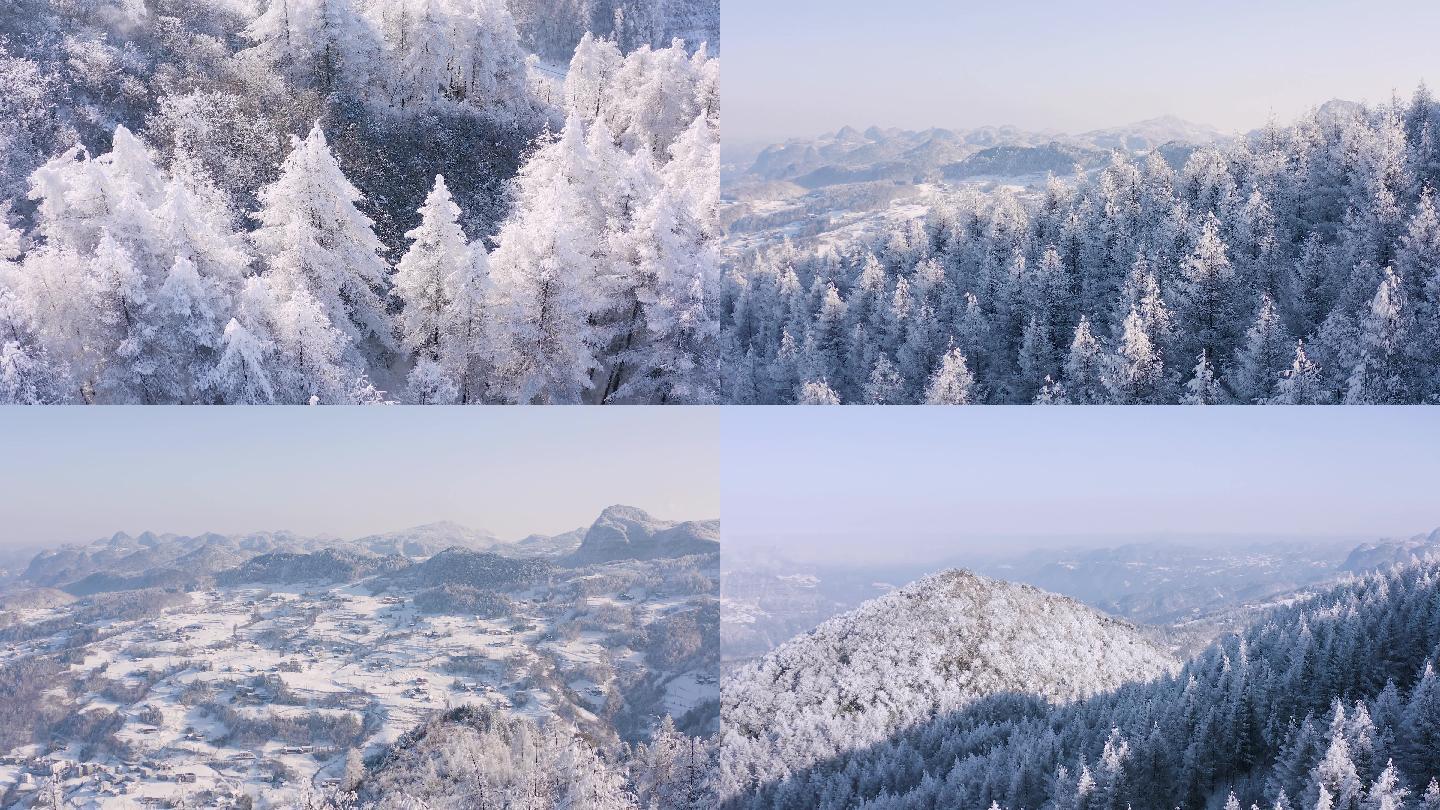 4k航拍恩施雪山雾凇合辑风光