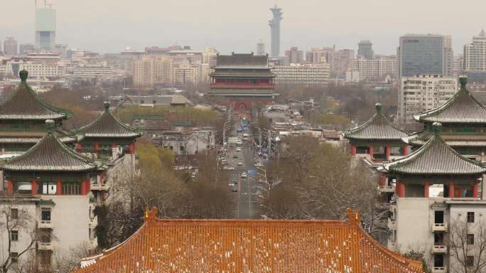 北京钟鼓楼中轴线不同景别景山高点4k画面