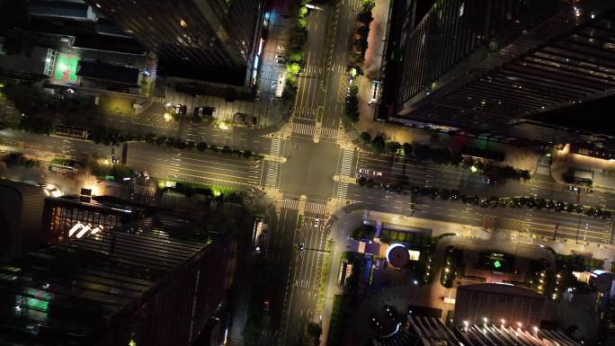 福华路空景夜景航拍4k