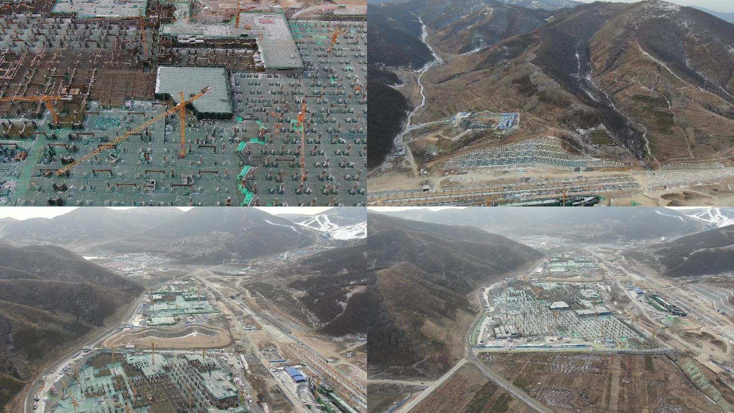 山区基建建筑航拍河北高铁站工地