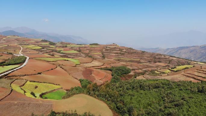 航拍东川红土地