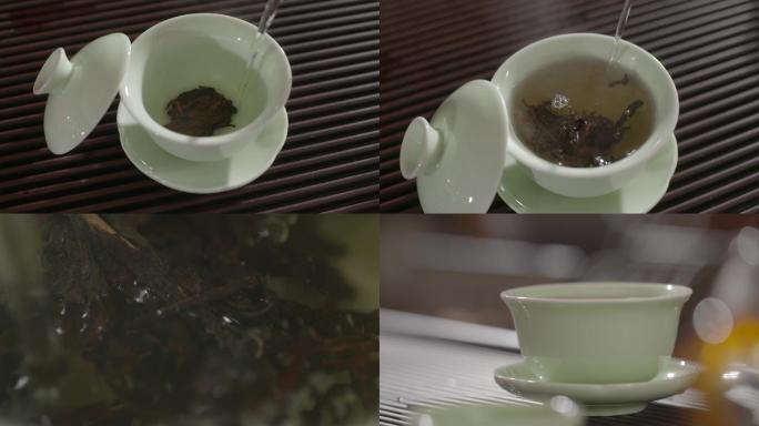 大师泡茶茶叶特写普洱茶茶艺茶具红茶