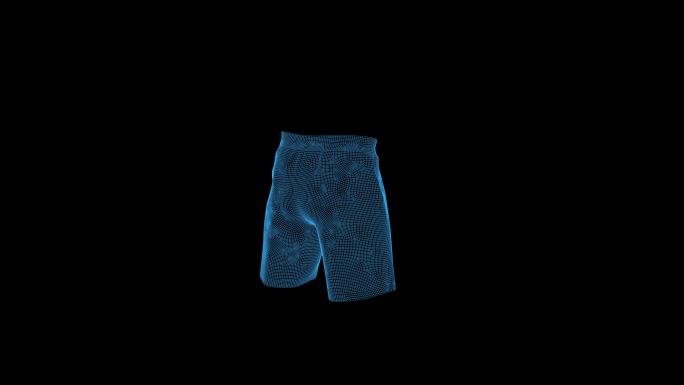 4K蓝色线框全息科技短裤男动画素材带通道