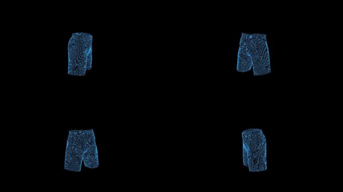 4K蓝色线框全息科技短裤男动画素材带通道