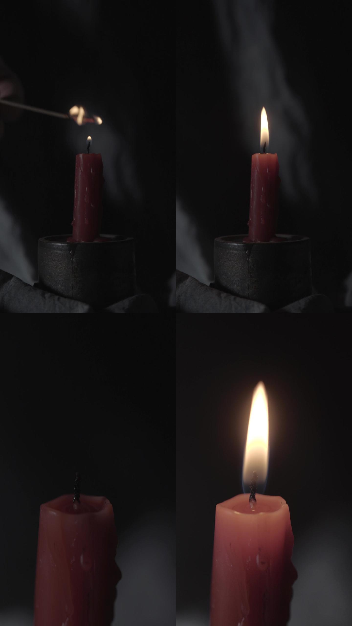 黑暗环境点蜡烛 蜡烛燃烧