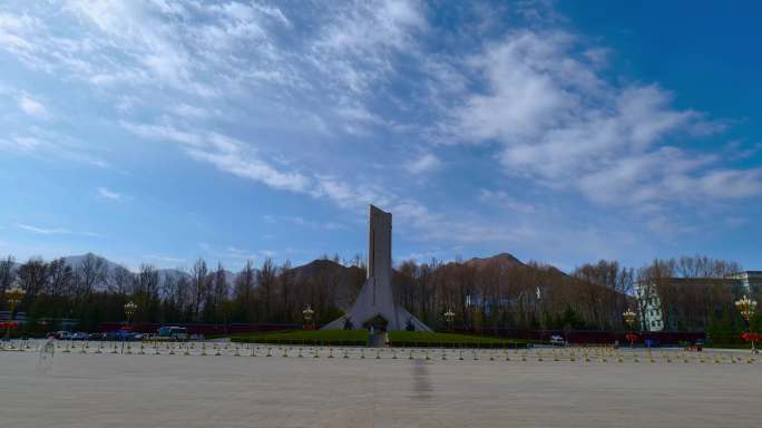 西藏和平解放纪念碑延时大范围移动延时
