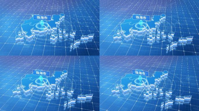 广东珠海市蓝色科技感定位地图