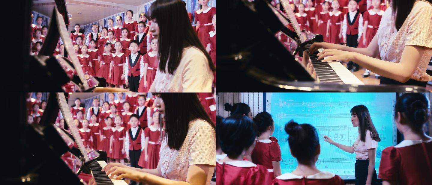 学校小学合唱社团声乐教室钢琴教师指导乐理