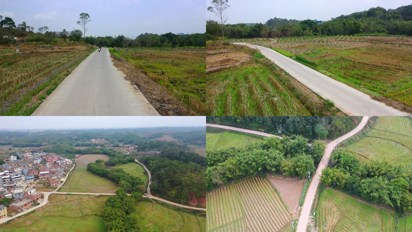 实拍航拍乡村道路