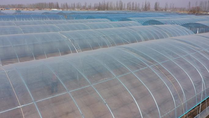航拍新建蔬菜大棚